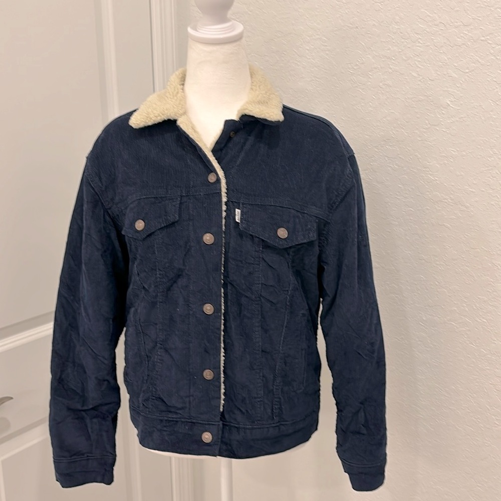 LEVI’S Premium Corduroy Sherpa Jacket , Navy Blue